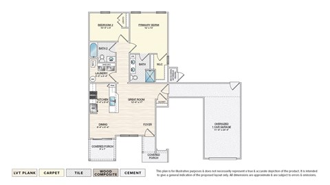 Floor plan for 2 beds, 2 baths, 1024 sqft